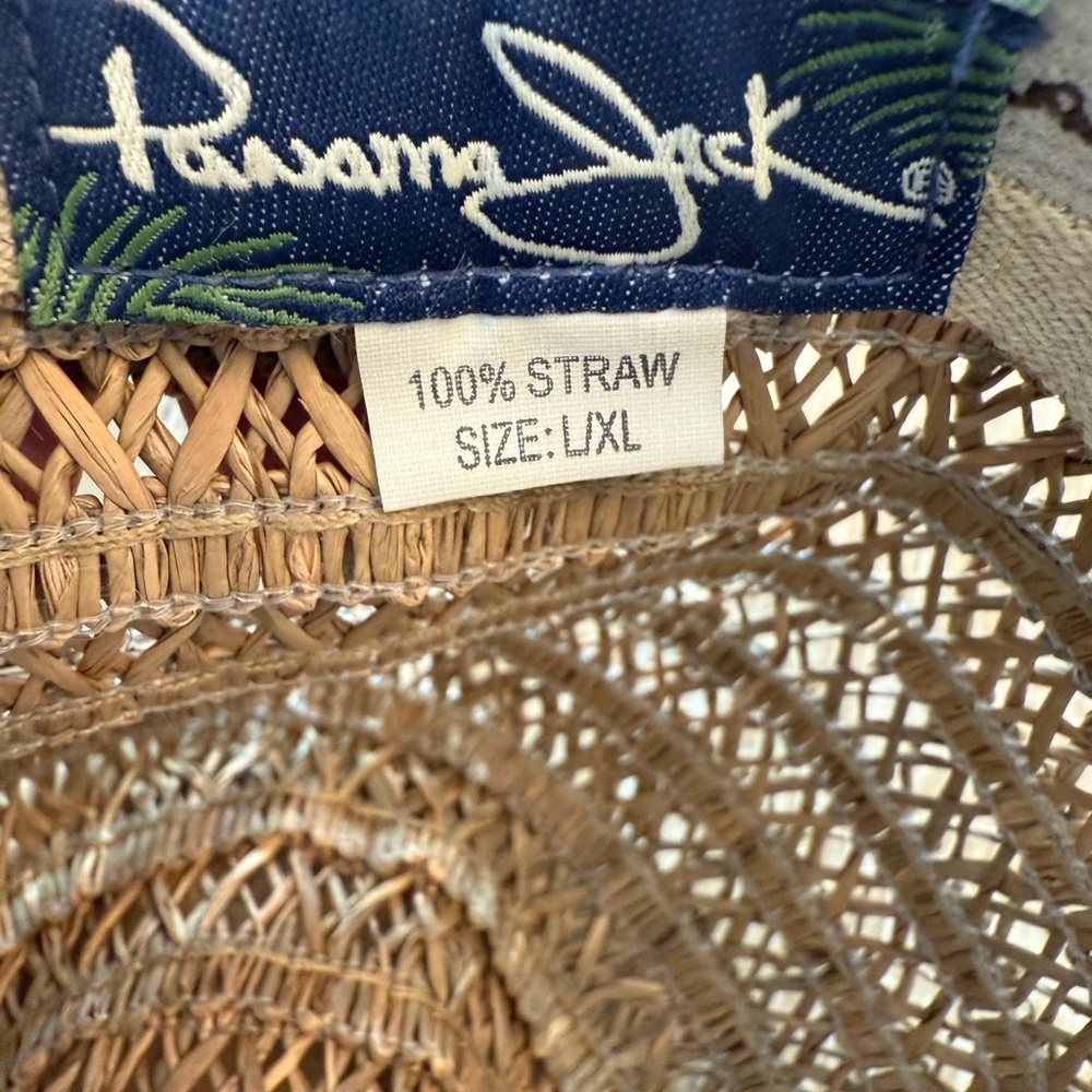 Panama Jack Woven Straw Fedora with Black Band Unisex L/XL - Picture 5 of 5